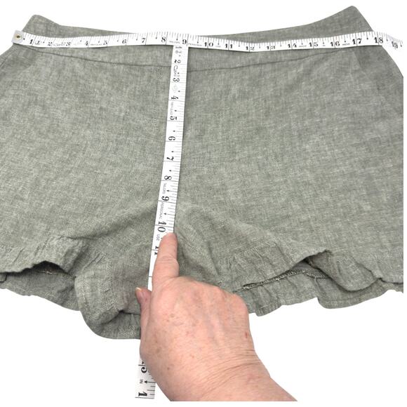 Ruffle Hem Shorts 4-inch Linen Pockets Chambray Gray Loft 8 Coastal Girly Preppy - Picture 8 of 13